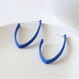 HUANZHI 2021 New S925 Blue Vintage Paint Geometric Irregular Folds Stud Earrings for Women Girls Travel Jewelry Gifts daiiibabyyy