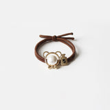 Hollow pearl alloy hair ring cute bear rabbit baby bottle head rope rubber band personality hair rope hair accessories daiiibabyyy