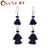 2021 New Hotsale Black Tassel Earrings for Women Vintage Accessories Trendy Fashion Jewelry Wholesale Dangle Pendientes brincos daiiibabyyy