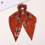 Spring New Long Rabbit Ears Floral Knotted Lady Printed Letters Head Rope Girls Hair Rope Jewelry Elegant Women Hairbands daiiibabyyy
