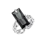 Punk Fashion Geometric Rectangle Square Black Crystal Stone Ring Baroque Metal Creative Simple Opening Knuckle Rings Jewelry daiiibabyyy