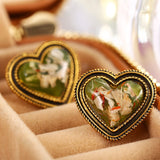 French Vintage Metal Matte Colorful Heart Stud Earrings 2022 Trend For Women Winter Simple Fashion Boucle d'oreille Ear Jewelry daiiibabyyy