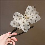 Chiffon Bow Polka Dot Tool Women Classic Magic Hair Twist Hair Styling Tools Quick Bun Donut Curler Maker Headwear Accessories daiiibabyyy