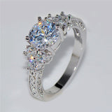 Exquisite Fashion Silver Color Engagement Rings for Women Fashion White Zircon Crystal Ring Anniversary Bridal Wedding Jewelry daiiibabyyy