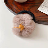 Plush Flower Hair Rope For Women Simple Daily Versatile Fashion Hair Accessories Two-color Hair Rope Elastic Hair Tie Gentle daiiibabyyy