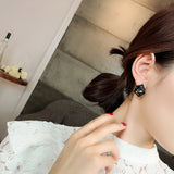 2022 Trend Earrings Black square crystal stud earrings pierced Earring Women Girls Trending New Fashion Pendant Jewelry Gift daiiibabyyy