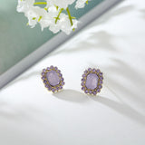 Personality contracted French delicate pink purple stud earrings metal ube violet retro contracted small geometric earrings daiiibabyyy