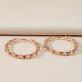 2022 New Big Circle Round Hoop Earrings for Women's Fashion Statement Golden Rose Zircon Punk Charm Earrings Party Jewelry daiiibabyyy