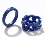 2022 New Colorful Transparent Acrylic Irregular Chain Rings Geometric Square Round Rings Set For Women Daily Wear Jewelry daiiibabyyy