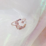 Fashion Delicate Zircon Crystal Shell Flower Heart Rings For Women Fashion Adjustable Rings Sweet Moon  Micro Pave Party Gifts daiiibabyyy