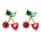 Lost Lady New Ins Inlaid Colorful Zircon Earrings Cute Gold-plated Zircon Stud Earrings For Women Girls Fashion Piercing Jewelry daiiibabyyy