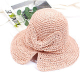 Womens Straw Hat Sun Hat for Women Beach Cap Summer Hats UV Protection, Ladies Foldable Fashion Bow Hats Brimmed daiiibabyyy