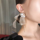 Daiiibabyyy Temperament Big Lace Pearl Drop Earrings Etrendy New Jewelry Sweet Earings For Women