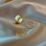 Fashion Jewelry Rings Set Hot Selling Metal Alloy Hollow Round Opening Women Finger Ring For Girl Lady Party Wedding Gifts New