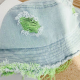 Fashion Bucket Hat for Children Outdoor Sports Hip Hop Cap Washed Denim Summer Cotton Fishing Sun Hat Panama For Boys Girls daiiibabyyy