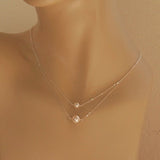 Delysia King Women Trendy Simplicity Pearl Necklace Bilayer Summer Versatile Clavicle Pendant daiiibabyyy