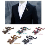 Vintage Personality Crystal Lizard Brooch Pin Colorful Geckos Animal Brooches Clothes Hat Decorations Jewelry Statement Gift