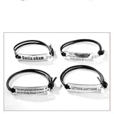 2021 New Engraved Leather Bracelet For Men Black Color customize Stainless Steel Bracelets For Women Men ID Bracelet Gift Party daiiibabyyy