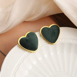 French Vintage Metal Matte Colorful Heart Stud Earrings 2022 Trend For Women Winter Simple Fashion Boucle d'oreille Ear Jewelry daiiibabyyy