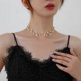 Lost Lady 2022 New Women's Neck Chain Kpop Pearl Choker Necklace Gold Color Jewelry Clavicle Chain Elegant Collar For Girl daiiibabyyy