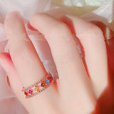 Daiiibabyyy Korean Colorful Crystal Zircon Open Rings For Women Etrendy New Design Delicate Simple Micro Pave Jewelry Adjustable Ring bijoux