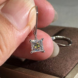 Trendy Square Shape Inlaid with White Zircon Drop Earrings ShiningBridal Wedding Jewelry Women Dangle Earring Gift daiiibabyyy