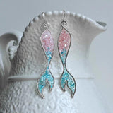 Dazzling Silver Filling Women Mermaid Earrings Inlaid Blue Pink Stone Crystal Drop Earring Women Engagement Wedding Jewelry daiiibabyyy