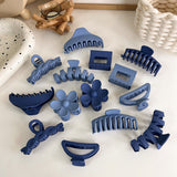 Vintage Klein Blue Hair Clips For Women Simple Geometric Matte Elegant Barrette Crab Hair Claws Hairpins Headwear Hair Accessori daiiibabyyy
