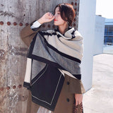 Scarf Luxury Women Checkerboard Double-sided High-grade Imitation Cashmere Shawl Thickened High-density Scarf  Acrylic