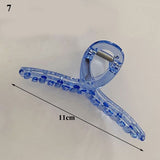 New Ins Large Geometric Hollow Square Tortoiseshell Transparent Blue Acetate Hair Clip Hair Claw for Women Hair Accessories daiiibabyyy