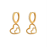New Fashion Earring Shiny Copper Zircon Women Earrings Geometric Heart-shaped Drop Piercing Earrings for Women Jewelry Gift daiiibabyyy