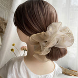 Daiiibabyyy New Net Yarn Hair Scrunchie Solid Color Hair Ties for Women Elastic Hair Ring Girl Ponytail Holder Smooth Hair Accessories