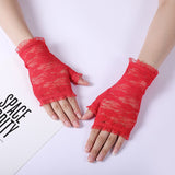 New Fingerless Women Sexy Lace Gloves Ladies Half Finger Fishnet Gloves Mesh Mitten Sun Protection Driving Black Guantes daiiibabyyy