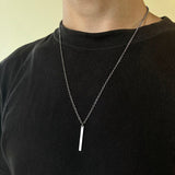 Delysia King New Men's Stainless Steel Simple Long Chain Rectangle Pendant Surprise Gift for Boyfriend Couple Necklace daiiibabyyy