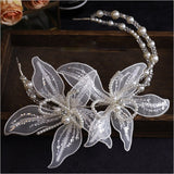 Sequined Lace Flower hairband pearl embroidery headpiece Bridal headpieces Wedding hair jewelry daiiibabyyy