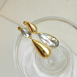 Daiiibabyyy Statement Water Drop Metallic Dangle Earrings For Female High Grade AB Earring