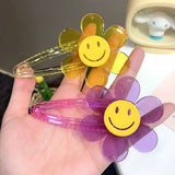 Transparent Arcylic Smile Sunflower Candy Color Babe Clip Duckbill Clip Hairpin 2021 Summer Hair Accessories For Women Girls daiiibabyyy