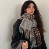 Men and Women Winter Fashion Thick Warm Shawl Scarf Winter Women Bird Pattern Plaid Cashmere Scarf  Luxury Winter Women Scarves daiiibabyyy