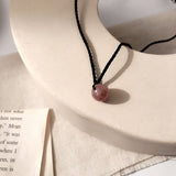 Daiiibabyyy Fashion Natural Strawberry Crystal Necklace Women Korean Simple  Rope Chain Kawaii Choker Vintage Jewelry