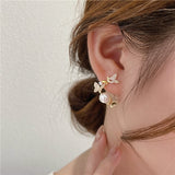 MENGJIQIAO New Korean Dliecate Micro Pave Zircon Cute Butterfly Drop Earrings For Women Ladies Boucle D'oreille Jewelry daiiibabyyy