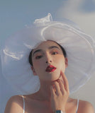 Daiiibabyyy Sun Hat Organza Ladies Yellow Flower Elegant Church Hats Women Summer Spring Stylish Lightweight Hawaiian Beach Hat