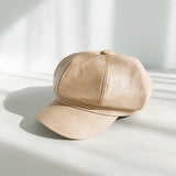 Avocado green Winter Octagonal Cap Women Beret Hats For Girls Newsboy Hats Female British style PU Leather Berets Hat for Street daiiibabyyy