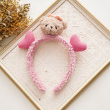 Hair Hoop Headbands 1PCS Female Solid Color Plush Scrunchies Female Korean Headdress Rabbit Bear Cartoon Face Wash Hairbands daiiibabyyy