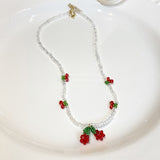 MENGJIQIAO Korean Sweet Fruit Necklace For Women Ladies Fashion Acrylic Beads Summer Holiday Choker  Collares Jewelry Gifts daiiibabyyy