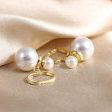 Trendy Brass Gold Plated Letter Pearl Pendant Stud Earrings Copper Earring For Women Fashion Accessories Wedding Gift daiiibabyyy