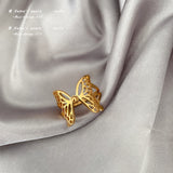 2021 New Classic Three-Dimensional Golden Butterfly Stainless steel Rings Girls Fashion Jewelry Elegant Accessories For Woman daiiibabyyy