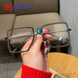 Myopia Hyperopia Women Sunglasses Vintage clear lens glasses ladies luxury rhinestone eyeglasses men optical Shades daiiibabyyy