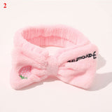 New Women Hair Accessories Fashion Letter Coral Fleece Wash Face Bow Hairbands For Women Girls Elastic Soft Turban Headbands daiiibabyyy