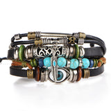 Vintage Black Leather Bracelets For Men Fashion Hollow Triangle Leather Bracelet & Bangles Multilayer Wide Wrap Jewelry 2022 daiiibabyyy