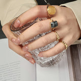 Vintage Summer 8Pcs/Set Fairy Friends Colorful Stone Metalic Fashion Finger Rings Korea Hit Rings for Women Girl Party daiiibabyyy